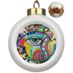 Abstract Eye Painting Ceramic Ball Ornaments - Poinsettia Garland