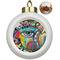 Abstract Eye Painting Ceramic Christmas Ornament - Poinsettias (Front View)