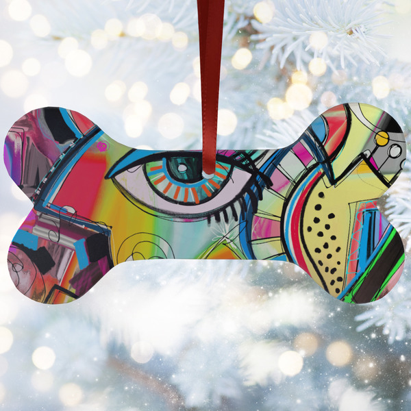 Custom Abstract Eye Painting Ceramic Dog Ornament