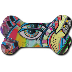 Abstract Eye Painting Ceramic Dog Ornament - Front & Back