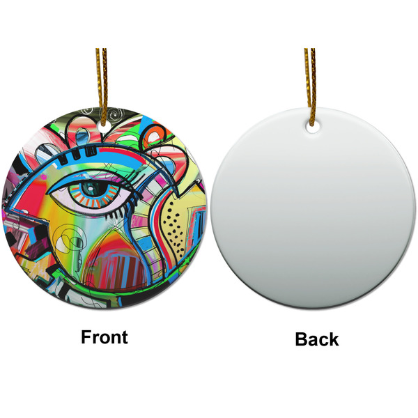Abstract Eye Painting Ceramic Flat Ornament - Circle Front & Back (APPROVAL)