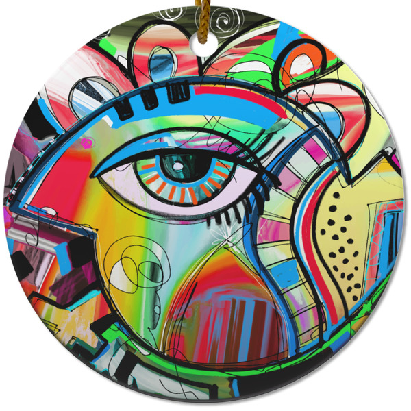 Custom Abstract Eye Painting Round Ceramic Ornament