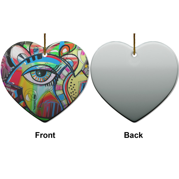 Abstract Eye Painting Ceramic Flat Ornament - Heart Front & Back (APPROVAL)