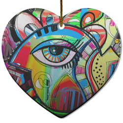 Abstract Eye Painting Heart Ceramic Ornament
