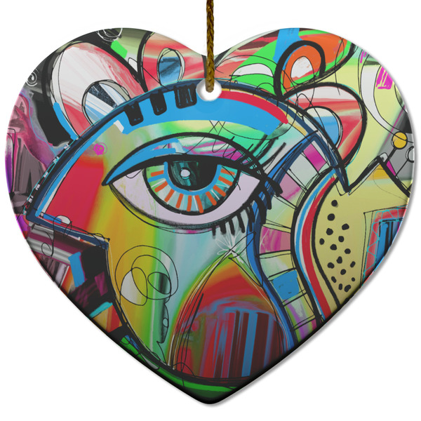 Custom Abstract Eye Painting Heart Ceramic Ornament