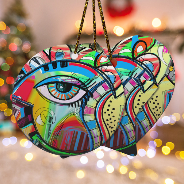 Custom Abstract Eye Painting Ceramic Ornament