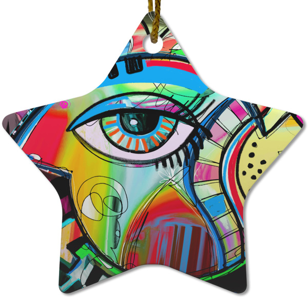 Custom Abstract Eye Painting Star Ceramic Ornament