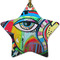 Abstract Eye Painting Ceramic Flat Ornament - Star (Front)