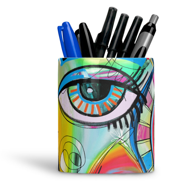 Custom Abstract Eye Painting Ceramic Pen Holder