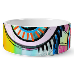 Abstract Eye Painting Ceramic Dog Bowl