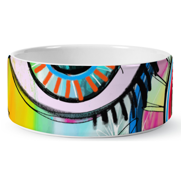 Custom Abstract Eye Painting Ceramic Dog Bowl