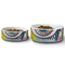 Abstract Eye Painting Ceramic Dog Bowls - Size Comparison