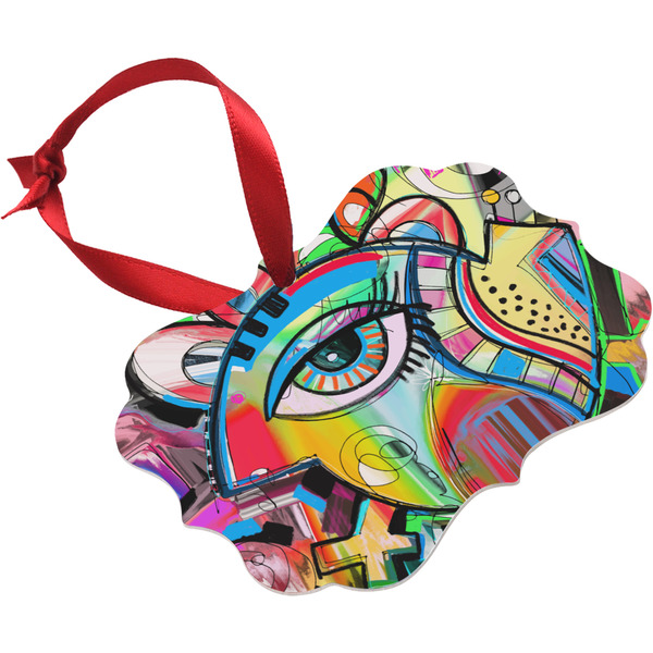 Abstract Eye Painting Christmas Ornament (Angle View)