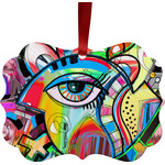 Abstract Eye Painting Metal Frame Ornament - Double Sided