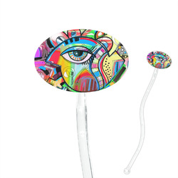 Abstract Eye Painting 7" Oval Plastic Stir Sticks - Clear
