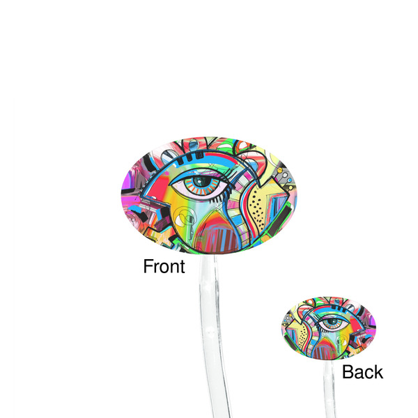 Abstract Eye Painting Clear Plastic 7" Stir Stick - Oval - Front & Back