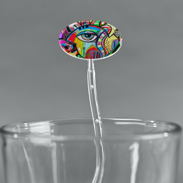 Abstract Eye Painting Clear Plastic 7" Stir Stick - Oval - Main