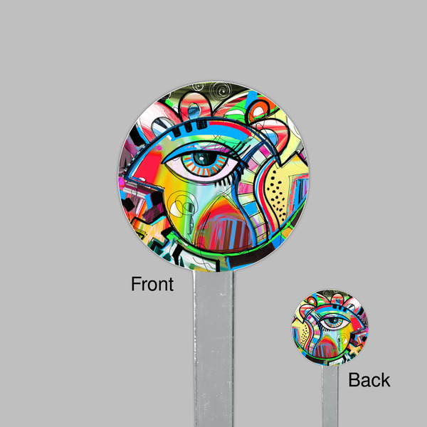 Abstract Eye Painting Clear Plastic 7" Stir Stick - Round - Front & Back