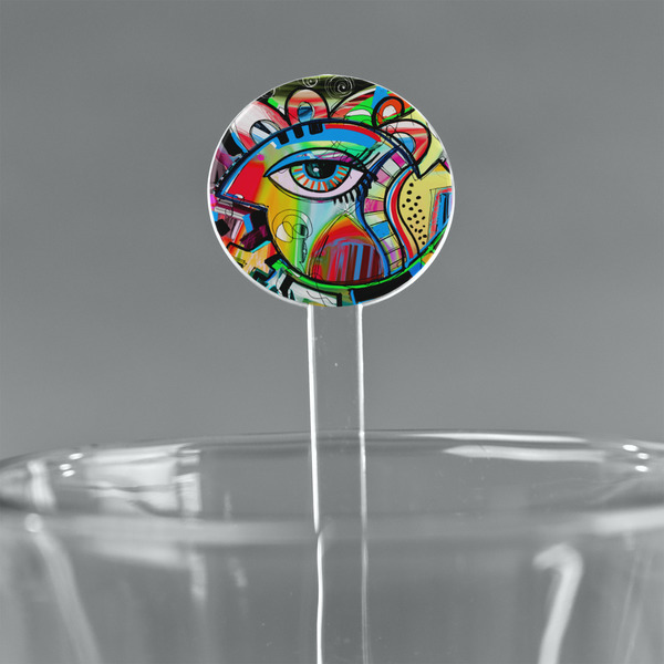 Custom Abstract Eye Painting 7" Round Plastic Stir Sticks - Clear