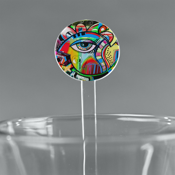 Custom Abstract Eye Painting 5.5" Round Plastic Stir Sticks - Clear