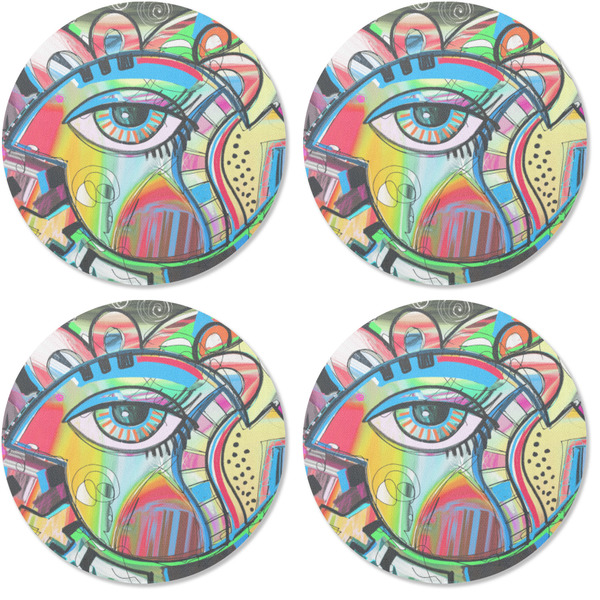 Abstract Eye Painting Coaster Round Rubber Back - Apvl