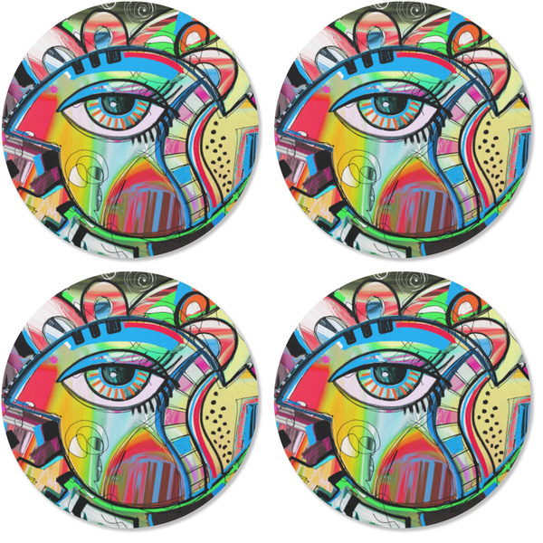 Abstract Eye Painting Coaster Round Rubber Back - Apvl