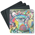 Abstract Eye Painting Square Rubber Backed Coasters - Set of 4