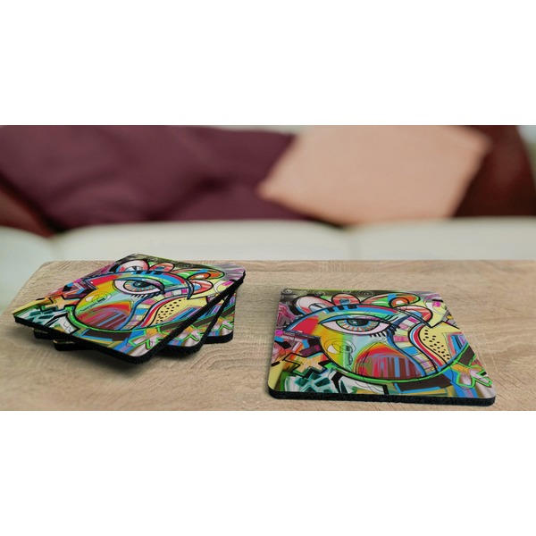 Abstract Eye Painting Coaster Rubber Back - On Coffee Table