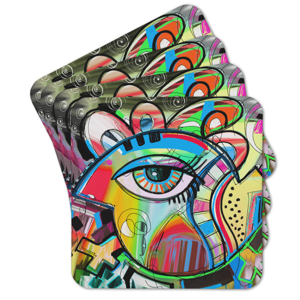 Custom Abstract Eye Painting Cork Coaster - Set of 4