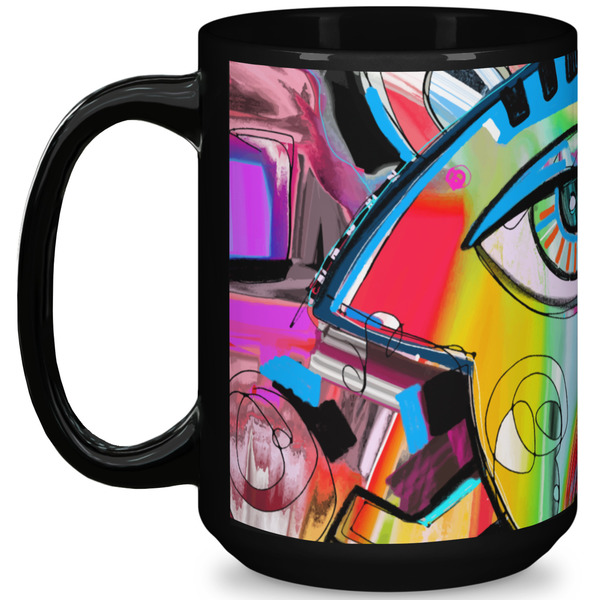 Custom Abstract Eye Painting 15 Oz Coffee Mug - Black