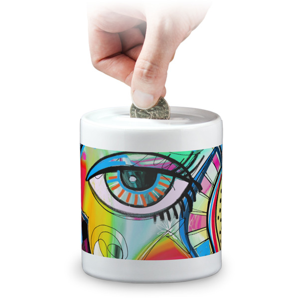 Custom Abstract Eye Painting Coin Bank