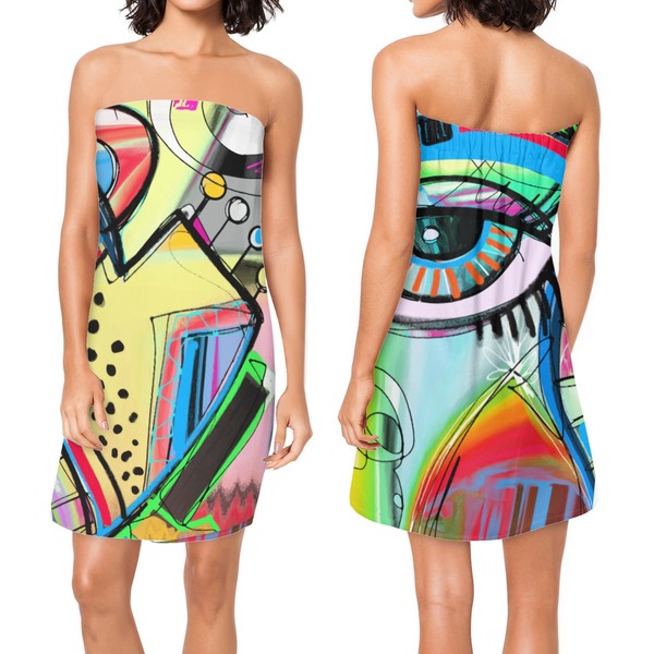 Abstract Eye Painting Custom Bath Wrap - Front & Back View