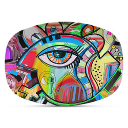 Abstract Eye Painting Plastic Platter - Microwave & Oven Safe Composite Polymer