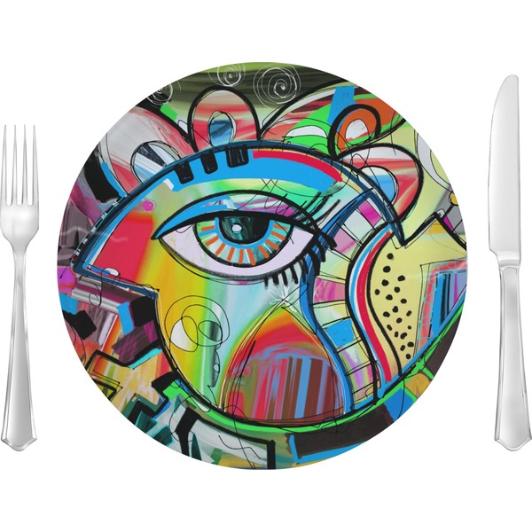 Custom Abstract Eye Painting Glass Lunch / Dinner Plate 10"
