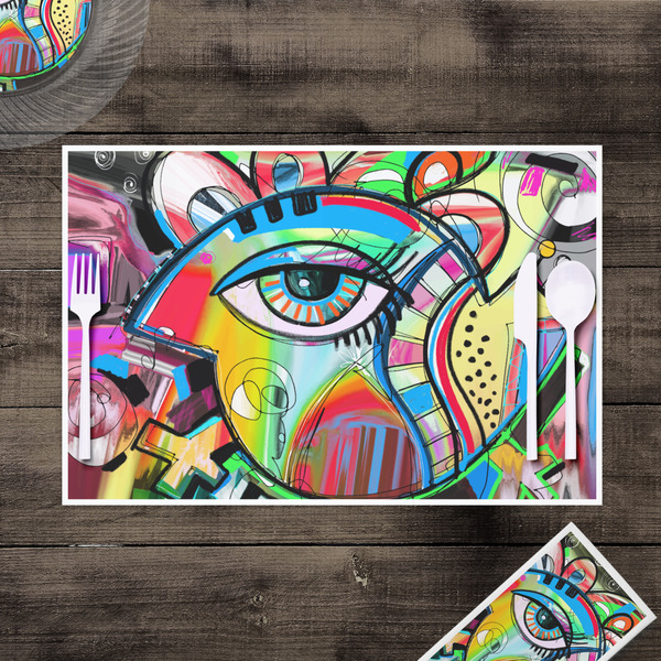 Abstract Eye Painting Disposable Paper Placemat - In Context