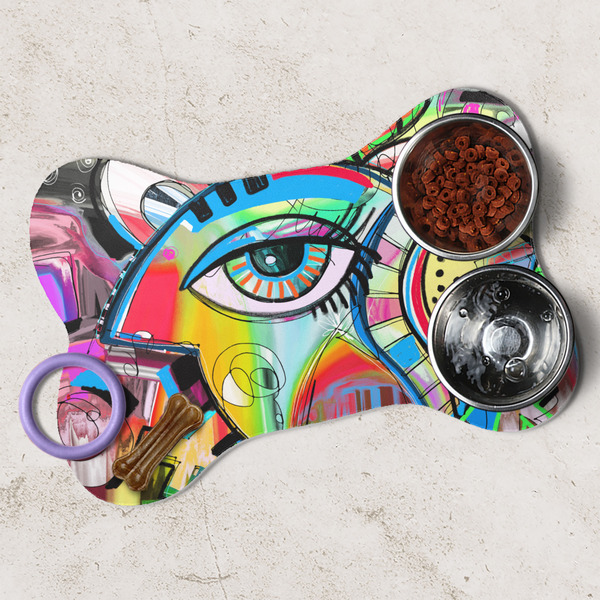 Abstract Eye Painting Dog Bone Shaped Mat Lifestyle