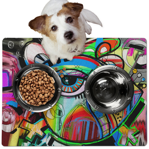 Custom Abstract Eye Painting Dog Food Mat - Medium