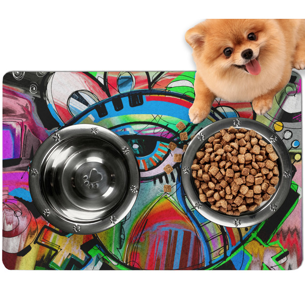 Custom Abstract Eye Painting Dog Food Mat - Small
