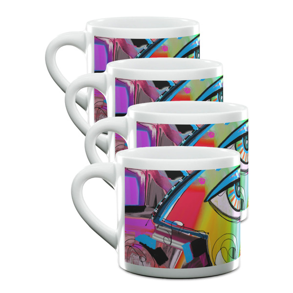 Custom Abstract Eye Painting Double Shot Espresso Cups - Set of 4