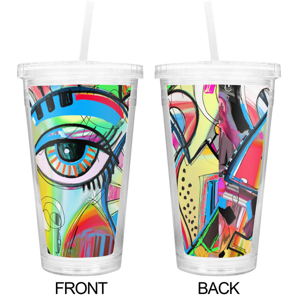 Abstract Eye Painting Double Wall Tumbler with Straw - Approval