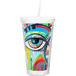 Abstract Eye Painting Double Wall Tumbler with Straw