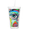Abstract Eye Painting Double Wall Tumbler with Straw