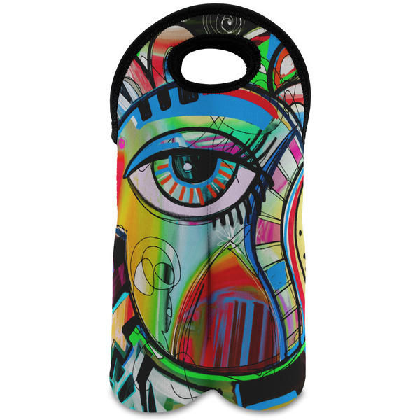 Custom Abstract Eye Painting Wine Tote Bag (2 Bottles)