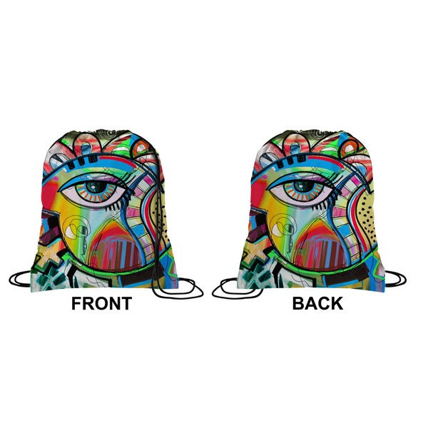 Abstract Eye Painting Drawstring Backpack Front & Back Medium