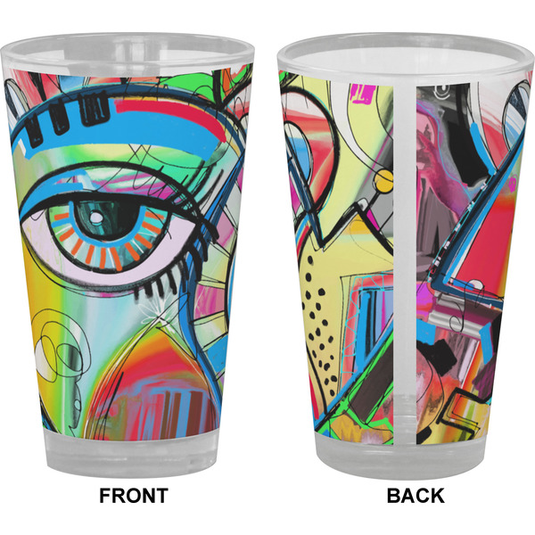 Abstract Eye Painting Pint Glass - Full Color - Front & Back Views