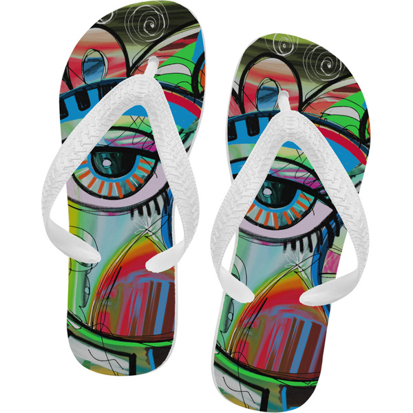 Custom Abstract Eye Painting Flip Flops - Large