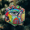 Abstract Eye Painting Frosted Glass Ornament - Hexagon (Lifestyle)