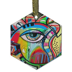 Abstract Eye Painting Flat Glass Ornament - Hexagon