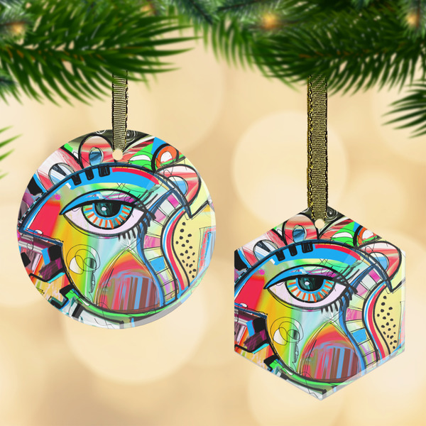 Custom Abstract Eye Painting Flat Glass Ornament