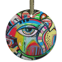 Abstract Eye Painting Flat Glass Ornament - Round